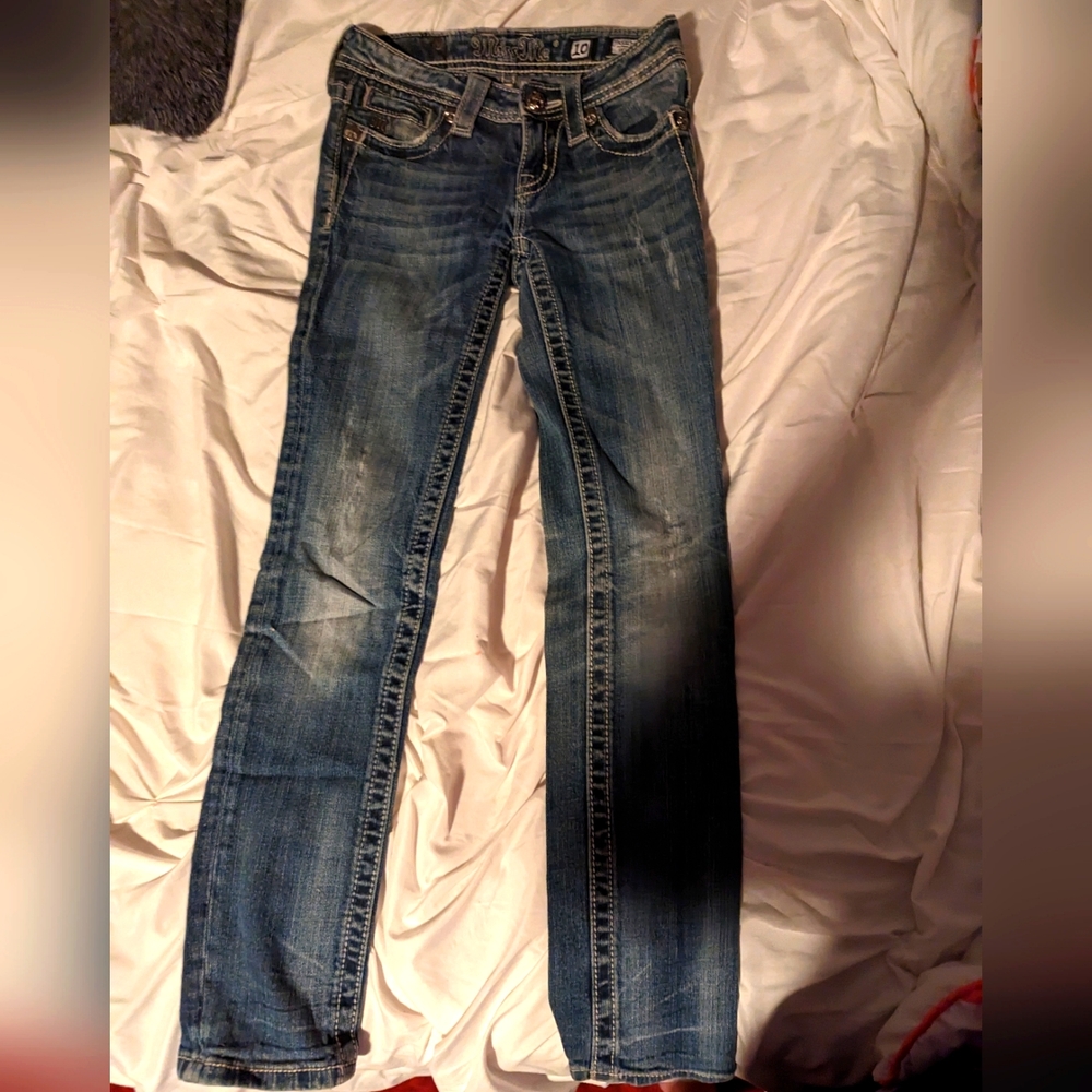 Miss Me, skinny jeans. Size 10. Beaded embroidery